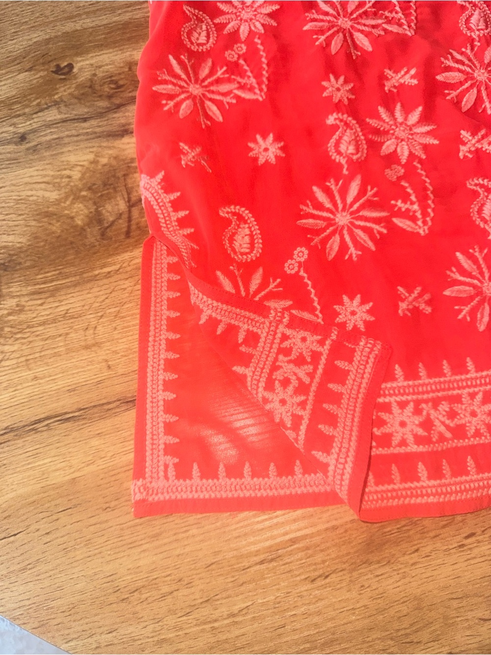 Bright Orange Embroidered V-Neck coverup Top by Antonio Melani - Picture 3 of 9
